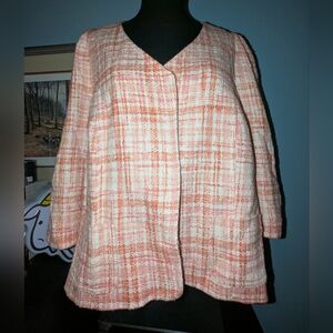 Talbots "The Grace Fit "Blazer, Size 20WP, Coral And White Plaid
